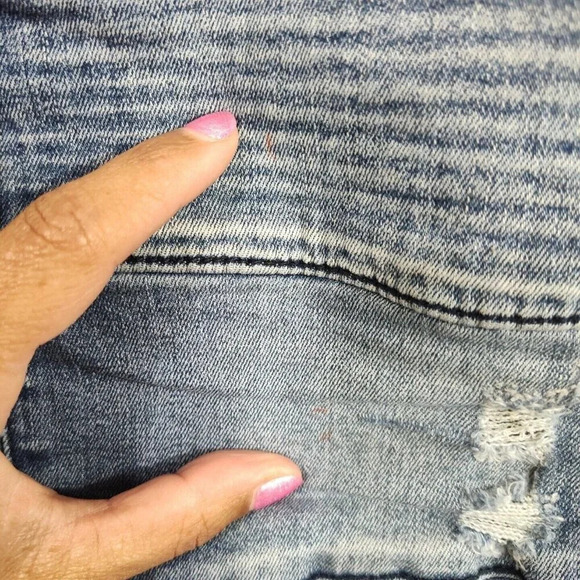 Kancan Ripped Moto Skinny Jeans Denim Women Size W13 30 Raw Hem KC8201D FLAW - Picture 5 of 12